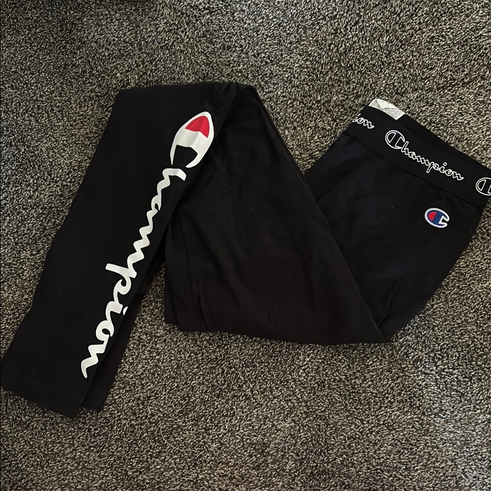 Champion Black Leggings with Logo ❤️🖤